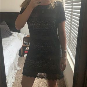 BCBGMaxAzria black short sleeved dress with slip